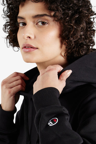 champion Felpa Con Cappuccio Logo Piccolo Ricamato Nero Donna, foto 2