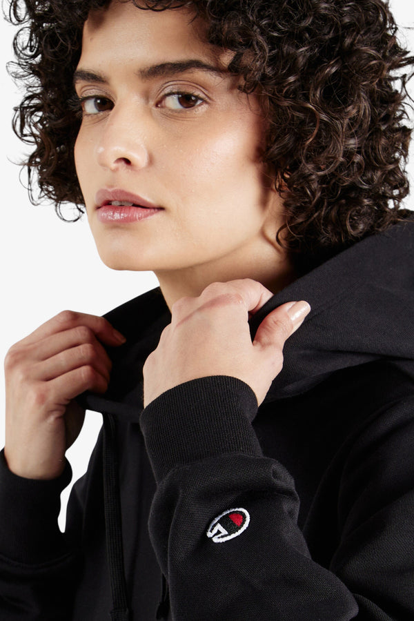 champion Felpa Con Cappuccio Logo Piccolo Ricamato Nero Donna, foto 2