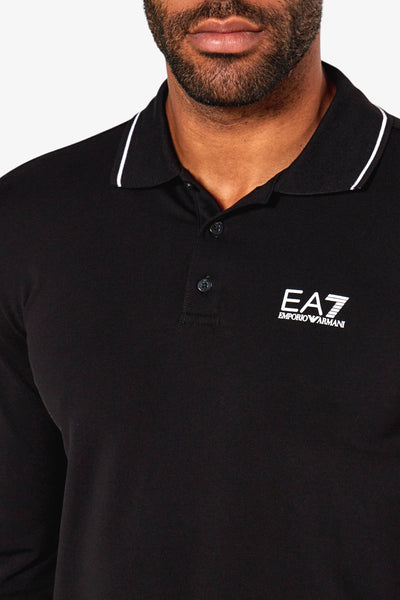 emporio armani ea7 Polo Maniche Lunghe Core Identity Nero Uomo, foto 2