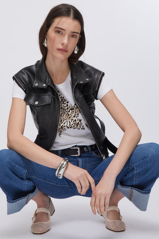  T-Shirt Maniche Corte Con Stampa E Strass-liu jo-Bianco-Special_-Wa6493 js923 p9656-3  