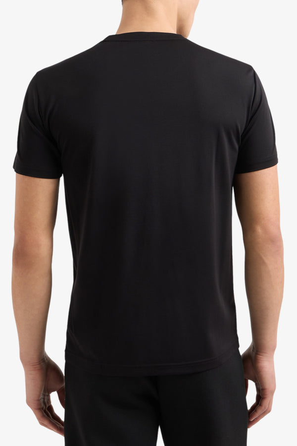 emporio armani ea7 T-Shirt Maniche Corte Premium Shield In Misto Viscosa Stretch Nero Uomo, foto 3