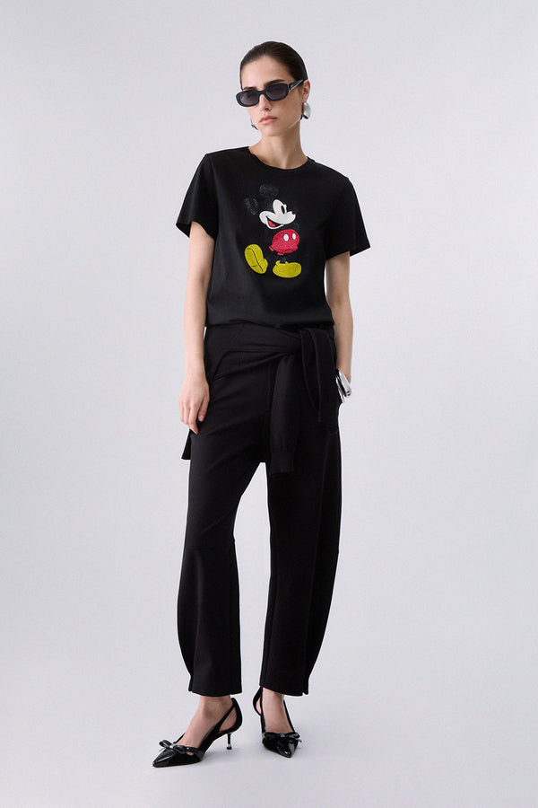 liu jo T-Shirt Maniche Corte Stampa Mickey Mouse Con Strass Nero Donna, foto 3