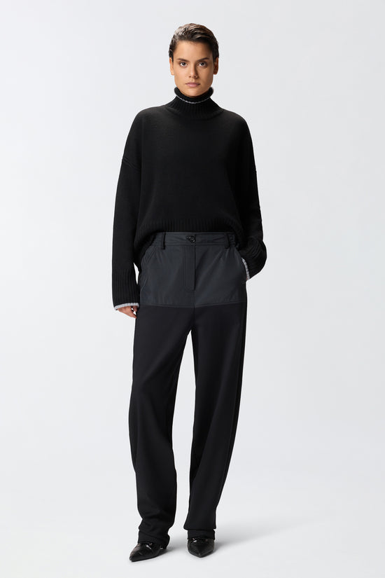  Dolcevita Maglione Con Profili In Misto Cashmere-pinko-Nero-Donna-105446 a2q9 z99-3  