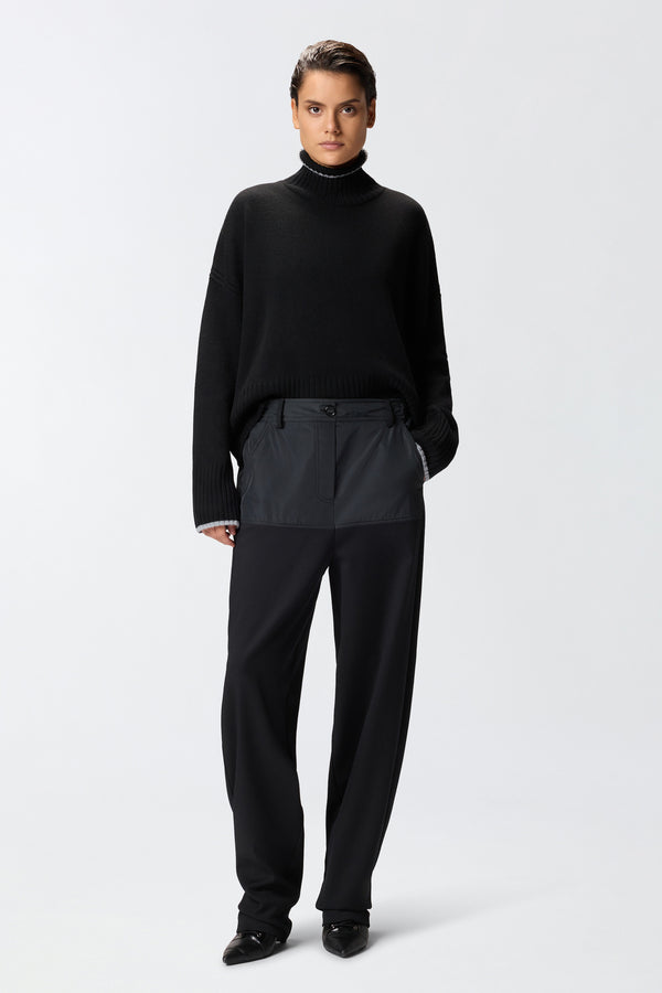 pinko Dolcevita Maglione Con Profili In Misto Cashmere Nero Donna, foto 3