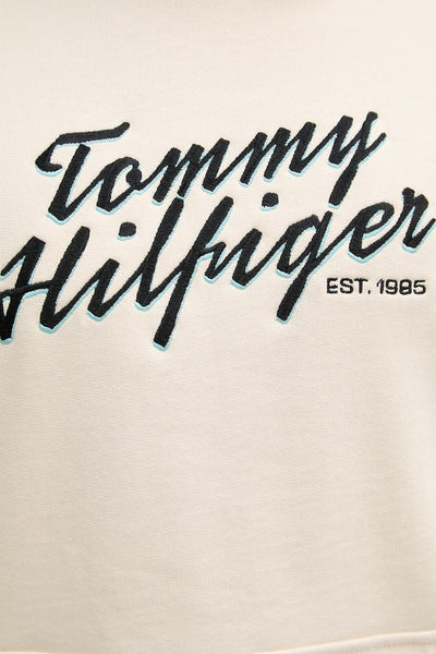 tommy hilfiger Felpa Con Cappuccio Logo Script Ricamato Beige Uomo, foto 3