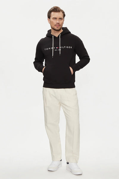 tommy hilfiger Felpa Con Cappuccio Flex Logo Ricamato Nero Uomo, foto 3