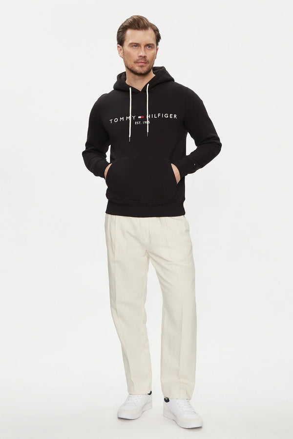 tommy hilfiger Felpa Con Cappuccio Flex Logo Ricamato Nero Uomo, foto 3