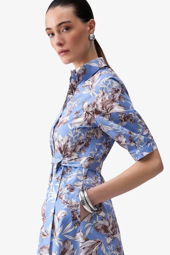  Vestito Maniche Corte Con Cintura A Fantasia In Popeline-liu jo-Blu-Special_-Wa6349 t4853 p9502-3  