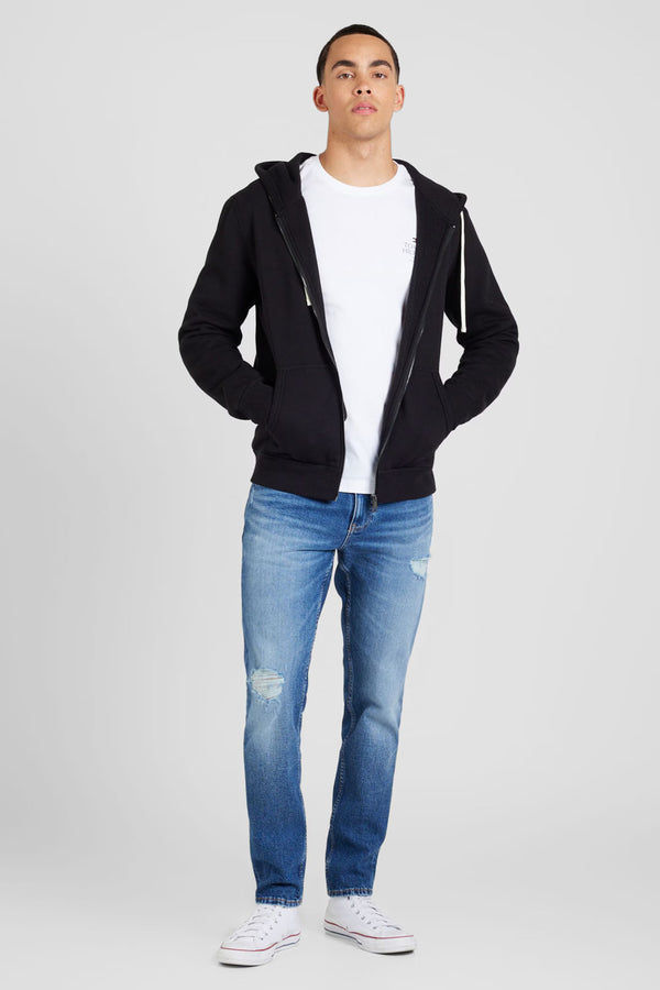 tommy hilfiger Felpa Full Zip Con Cappuccio Logo Bandierina Ricamata Nero Uomo, foto 3