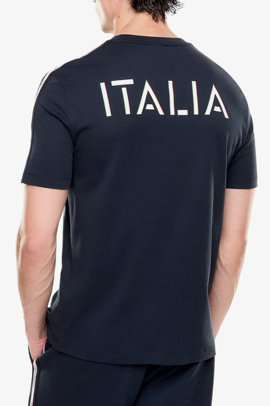  T-Shirt Maniche Corte Con Bande Logo Italian Spirit-emporio armani ea7-Blu-Special_-7m001861 af12503 ub102-3  