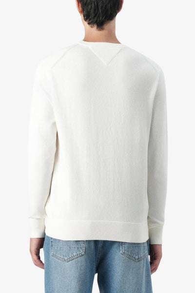 tommy hilfiger Maglione Girocollo In Misto Cashmere Con Logo Bandierina Ricamato Bianco Uomo, foto 3