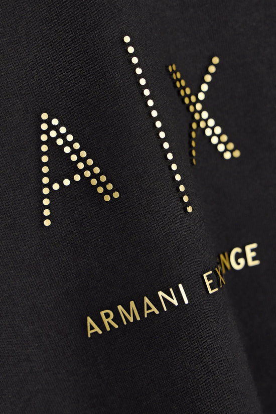  T-Shirt Maniche Lunghe Logo Con Applicazioni Dorate-armani exchange-Nero-Special_-Xw002764 af23954 uc001-3  