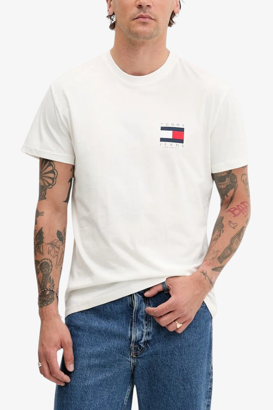  T-Shirt Maniche Corte Big Logo Bandiera Sul Retro-tommy jeans-Bianco-Uomo-Dm0dm21910 ybl-3  