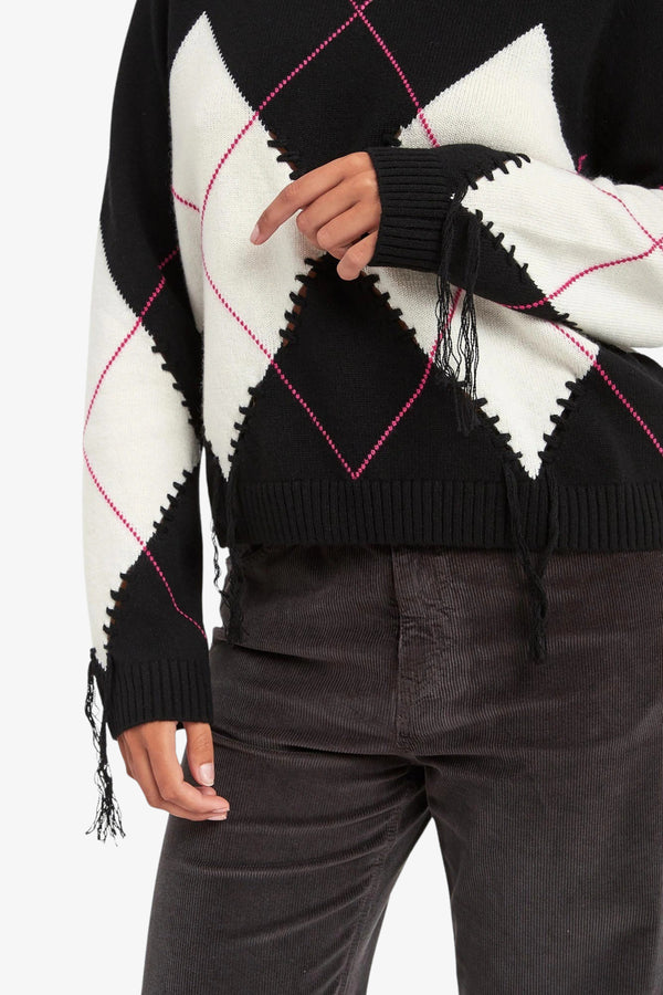 pinko Maglione Girocollo In Lana E Cashmere Con Maxi Rombi Berna Multicolore Donna, foto 3