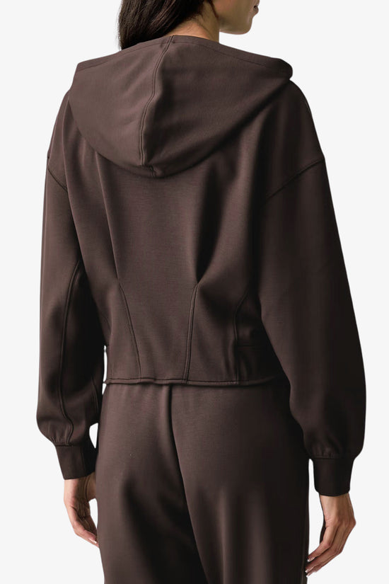  Felpa Corta Full Zip Con Cappuccio In Scuba Di Viscosa Logo AX Con Paillettes-armani exchange-Marrone-Special_-Xw002861 af13397 u6032-3  