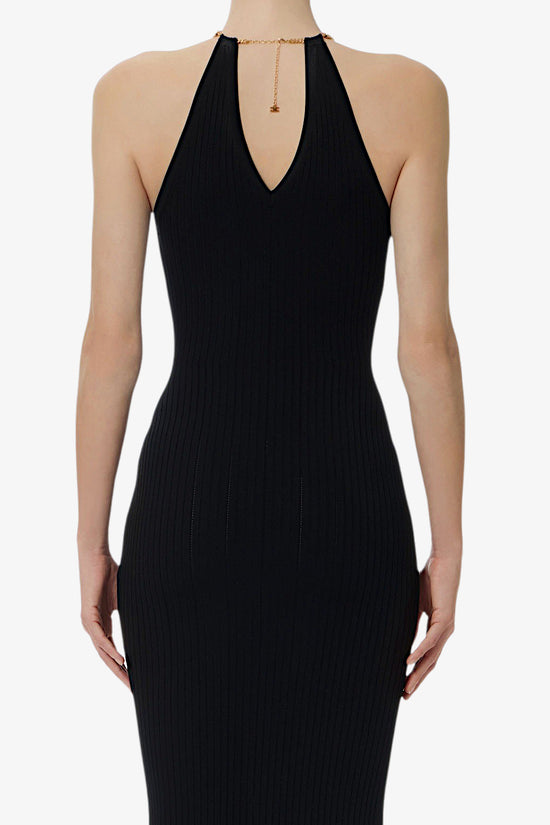  Vestito In Maglia A Jour Con Dettaglio Gioiello-elisabetta franchi-Nero-Special_-Am16s61e2 110-3  
