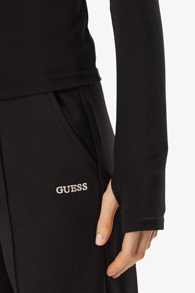 guess T-Shirt Maniche Lunghe Con Collo Alto Greta Nero Donna, foto 3