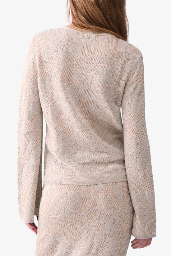  Maglia Maniche Lunghe In Pizzo Lamé-liu jo-Beige-Special_-Wf6093 ma26s 30403-3  