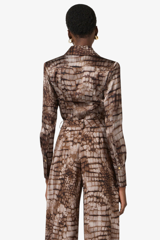  Camicia Maniche Lunghe In Raso Con Stampa Alligatore-elisabetta franchi-Marrone-Special_-Ca13161e2 644-3  