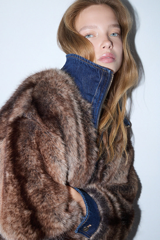  Giacca Full Zip In Pelliccia Sintetica E Denim-liu jo-Marrone-Special_-Uf6153 e1158 x0466-3  
