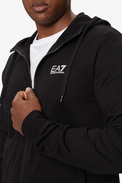 emporio armani ea7 Tuta Full Zip Con Cappuccio Core Identity Nero Uomo, foto 3