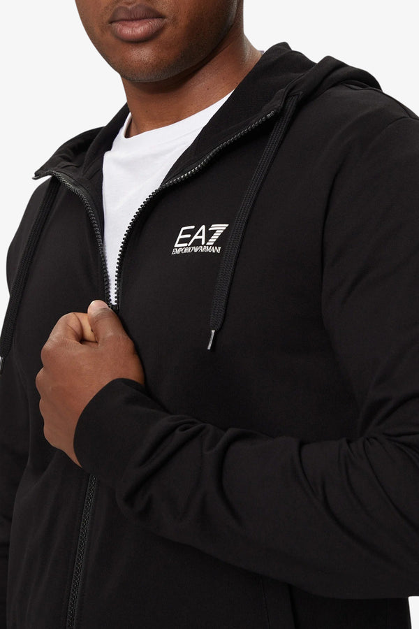emporio armani ea7 Tuta Full Zip Con Cappuccio Core Identity Nero Uomo, foto 3