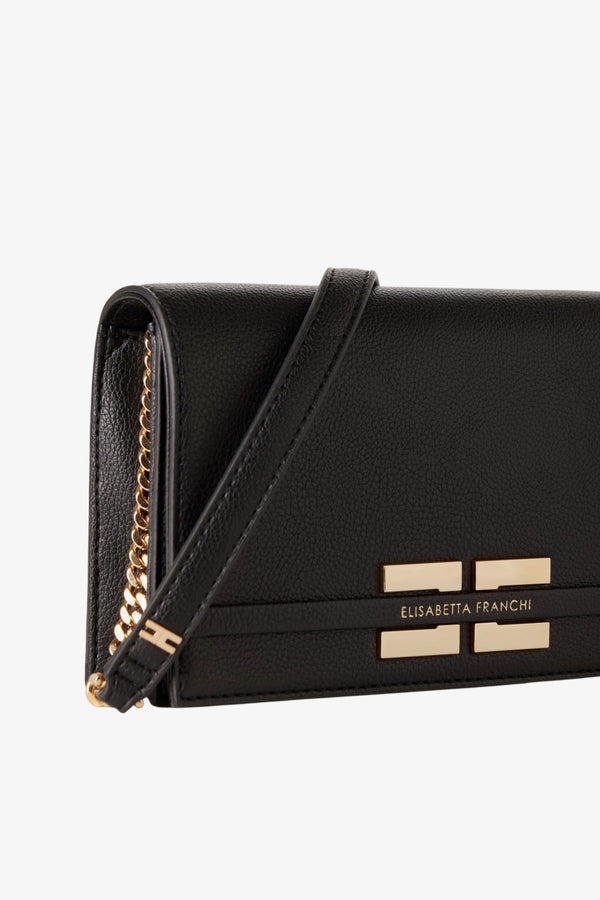 elisabetta franchi Borsa A Tracolla Logo E Catena Oro Nero Donna, foto 3