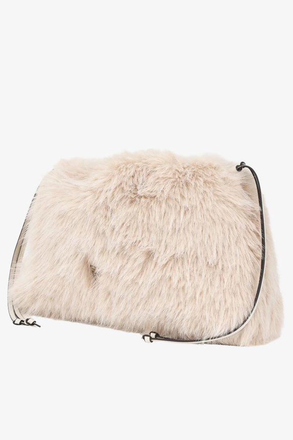 pinko Borsa Maxi Clutch Con Tracolla Aspen In Eco Pelliccia Bianco Donna, foto 3