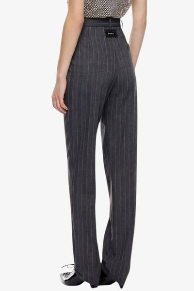 pinko Pantaloni A Sigaretta Gessati In Misto Lana Stretch Pleione Grigio Donna, foto 3