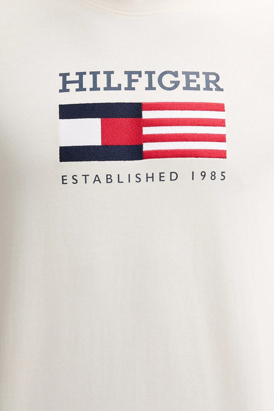  T-Shirt Maniche Corte Bandiera Ricamata-tommy hilfiger-Beige-Uomo-Mw0mw39843 z00-3  
