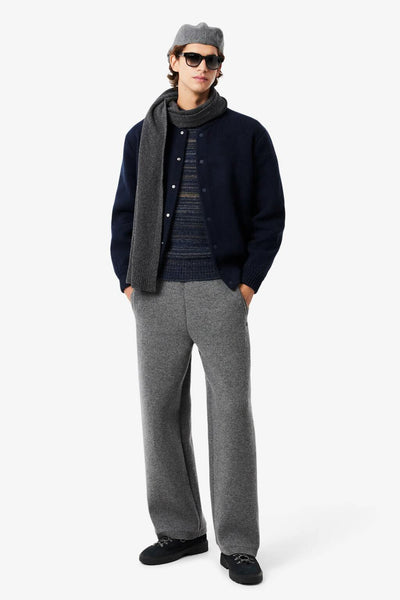 lacoste Cardigan Bomber In Lana Merinos Blu Uomo, foto 3