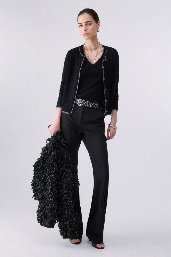 liu jo Cardigan Leggero Con Profili Lurex Nero Donna, foto 3