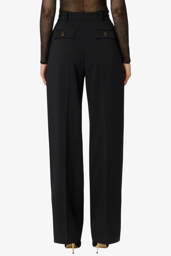 elisabetta franchi Pantaloni In Crepe Leggero Con Pinces Nero Donna, foto 3