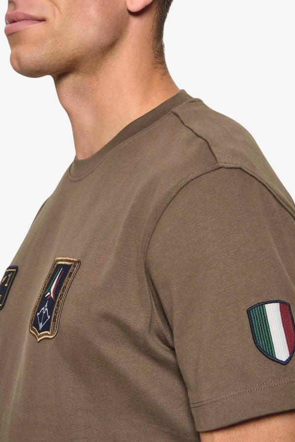 aeronautica militare T-Shirt Maniche Corte Leader Marrone Uomo, foto 3