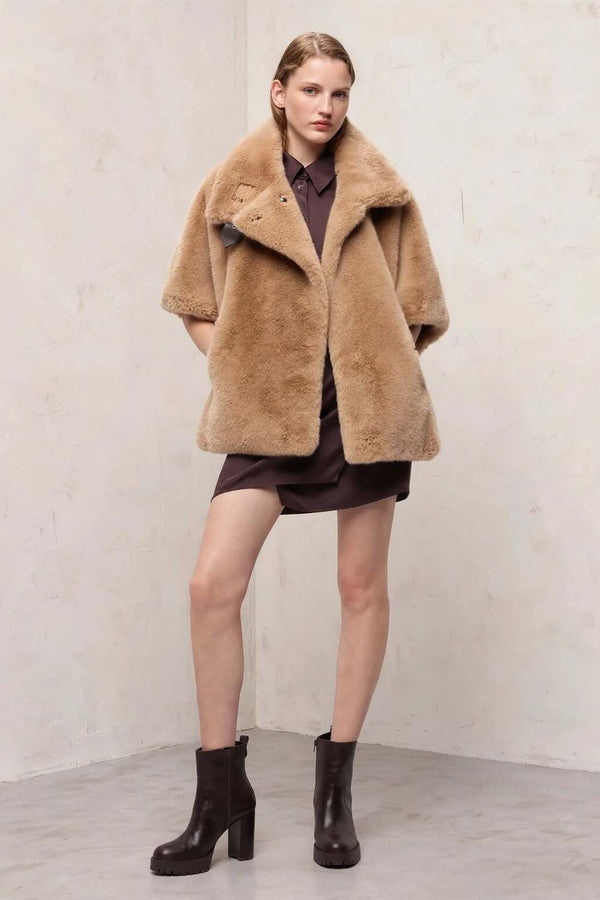 pinko Cappa In Eco Pelliccia New Comodino Beige Donna, foto 3