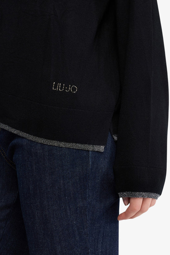  Maglione Leggero Bordi Lurex Scollo A Barchetta-liu jo-Nero-Special_-Wxx054 ms49i 22222-3  