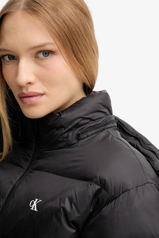  Piumino Corto Full Zip Con Cappuccio Logo CK-calvin klein jeans-Nero-Donna-Lv047d501g ub1-3  