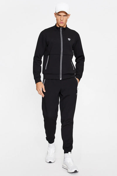 emporio armani ea7 Felpa Full Zip Premium Shield In Misto Viscosa Stretch Nero Uomo, foto 3