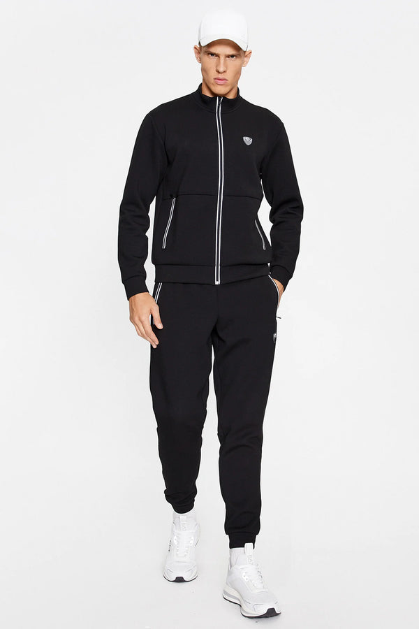 emporio armani ea7 Felpa Full Zip Premium Shield In Misto Viscosa Stretch Nero Uomo, foto 3