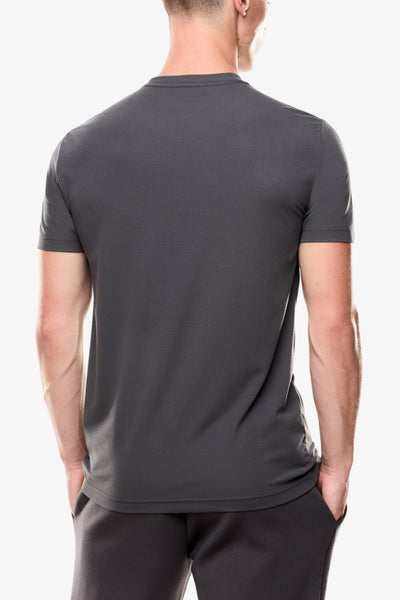 emporio armani ea7 T-Shirt Maniche Corte Premium Shield In Misto Viscosa Stretch Grigio Uomo, foto 3