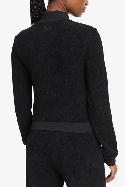 guess Felpa Full Zip Loghi Tono Su Tono In Rilievo Laudomia Nero Donna, foto 3