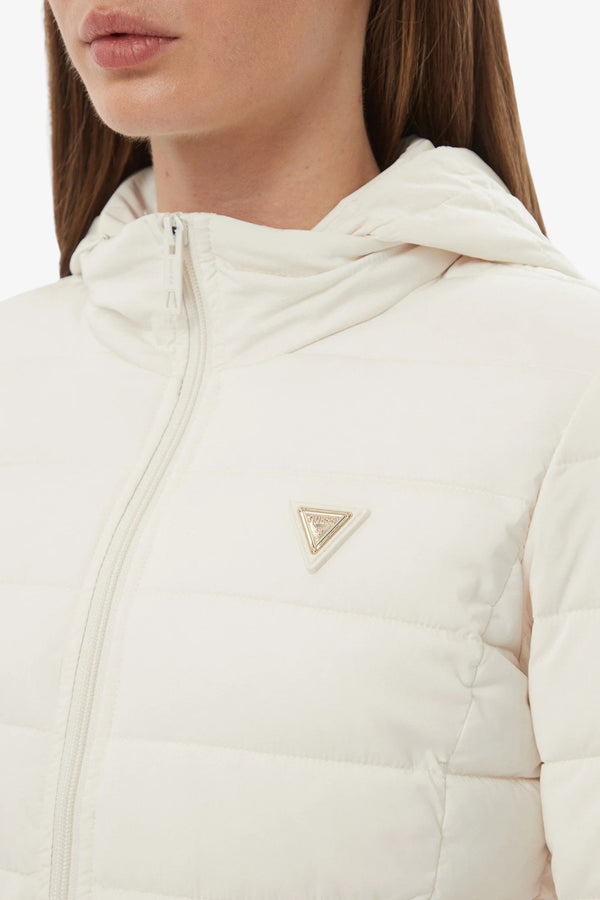 guess Piumino Full Zip Con Cappuccio Solid Bianco Donna, foto 3