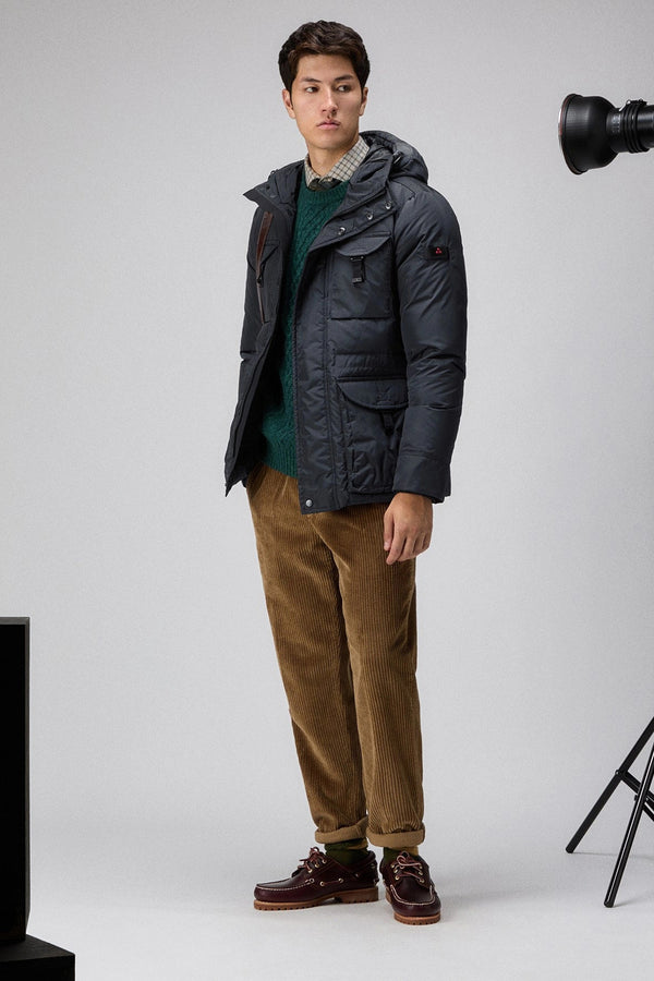 peuterey Giubbotto Field Jacket Full Zip Con Cappuccio Aiptek Nbe 03 Blu Uomo, foto 3
