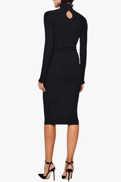 elisabetta franchi Vestito In Maglia Con Dettaglio Logo Nero Donna, foto 3