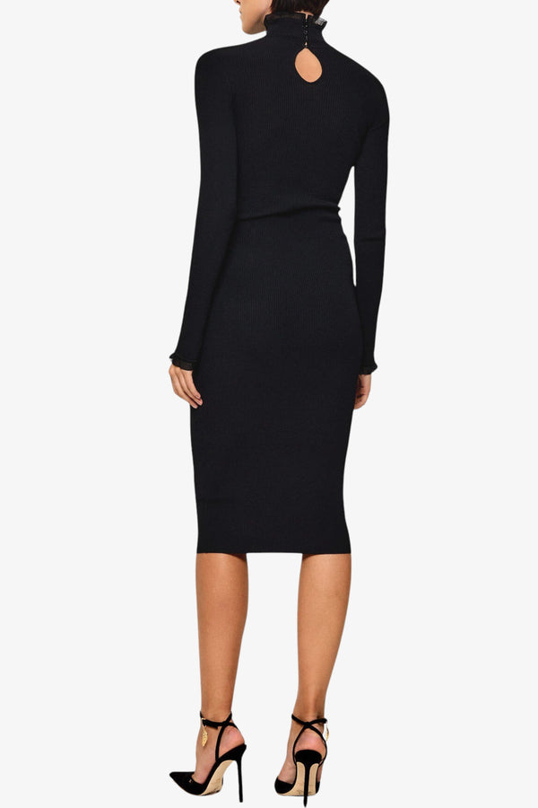 elisabetta franchi Vestito In Maglia Con Dettaglio Logo Nero Donna, foto 3