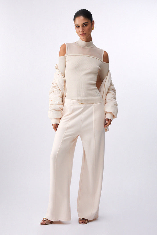  Pantaloni Larghi Con Dettagli Oro E Spacchetti-liu jo-Beige-Special_-Ta6026 js182 x0659-3  