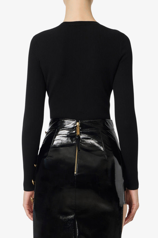  Maglione Scollo A V A Costine Con Taschino-elisabetta franchi-Nero-Donna-Mk12b56e2 110-3  