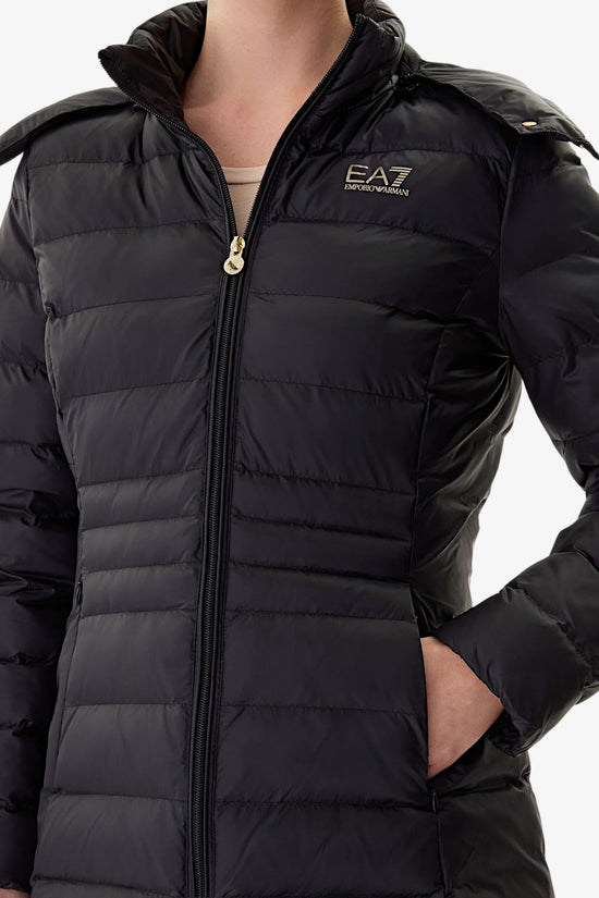  Piumino Lungo Full Zip Con Cappuccio-emporio armani ea7-Nero-Donna-7w000685 af12475 uc001-3  