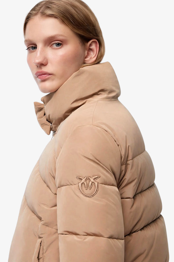 pinko Piumino Full Zip In Tela Tecnica Idrorepellente Mirco Beige Donna, foto 3