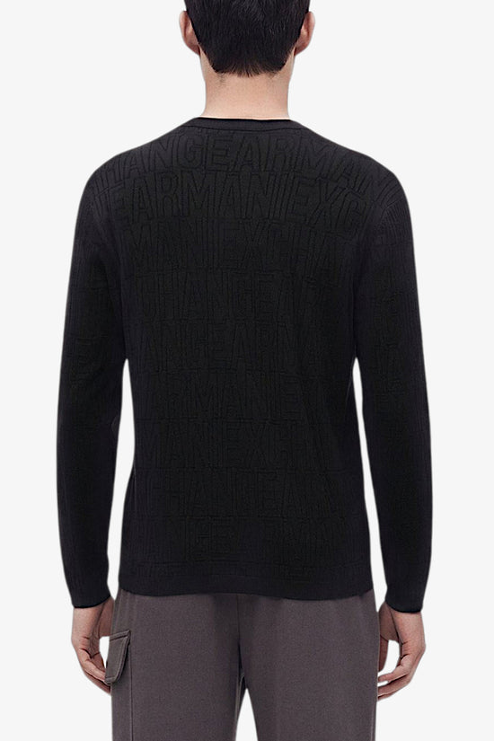  Maglione Girocollo Leggero In Misto Viscosa Logo All-Over-armani exchange-Nero-Special_-Xm002986 af10454 uc001-3  